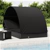 vidaXL Lettino Doppio Tetto Rotondo Nero 211x112x140 cm in Polyrattan