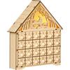 HOMCOM Calendario dell'Avvento in Legno 24 Cassetti Presepe Intagliato e Luci