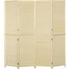 HOMCOM Paravento per Interno Pieghevole a 4 Ante in Bambù color Legno