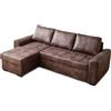 Avanti Trendstore Divano ad angolo PUMA in microfibra marrone, LAP 243x85x155 cm