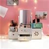 CECARO GROUP Organizer Trucchi con Specchio | Cassetto Cosmetico Bianco per Bagno/Toeletta