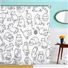 IcosaMro Tenda da doccia per il bagno con ganci, in bianco e nero con simpatici