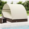 vidaXL Lettino Doppio Tetto Rotondo Marrone 211x112x140 cm Polyrattan