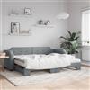 vidaXL Divano Letto Estraibile Materassi Grigio Chiaro 90x200 Tessuto