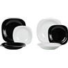 Luminarc Servizio Piatti Per 6 Persone 18 Pezzi Luminarc Opale Carine Bianco e Nero