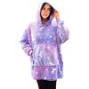 Mediawave Store Mantella in Pile per Bambini Fantasia Fluorescente con Cappuccio e Maniche