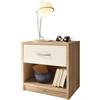 Stella Trading Comodino in legno color bianco con cassetto Elegante arredo per la camera letto