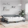 vidaXL Divano Letto Estraibile Materassi Grigio Chiaro 90x190 Tessuto