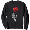 Halloween Gifts & Red Rose Gifts Mano scheletro che tiene una rosa rossa I Halloween I scheletro Felpa