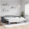 vidaXL Divano Letto Estraibile Materassi Grigio Chiaro 100x200 Tessuto