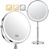 SURFOU Specchio Ingranditore 10X/1X, Specchio Trucco ricaricabile 3 Luci di Colore, LED