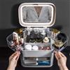 Organizer Porta Trucco Box Portagioie Cosmetici 3 Cassetti Con Specchio Led cir