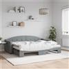 vidaXL Divano Letto Estraibile Materassi Grigio Chiaro 80x200 Tessuto