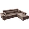 Avanti Trendstore Divano letto angolare GAMANO in microfibra marrone scuro, LAP 295x100x214 cm