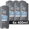 Dove Men + Care Dove Men+Care Clean Comfort - Gel doccia 3 in 1, idratazione extra e profumo fresco specifico per gli uomini, confezione risparmio (6 x 400 ml)