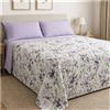 CORREDO ITALIANO® Copriletto Matrimoniale in Cotone Piquet estivo - Lavanda ed Eucalipto - Corredo