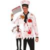 FIESTAS GUIRCA Costume da macellaio sadico per uomo - Costume da chef cannibale con cappello e giacca da chef - Costumi di Halloween per uomo e adulto
