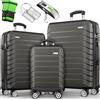 Set Di 3 Valigie Da Viaggio + Bilancia per Bagagli, 6 Cinghie per Valigie E 3 Et