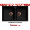 Focus Casa Lavello Made in Italy Romeo 2 vasche pilette rame cm 86x50 Nero