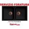 Focus Casa Lavello Made in Italy Romeo 2 vasche pilette rame cm 86x50 Nero