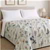 CORREDO ITALIANO® Copriletto Matrimoniale in Cotone Piquet con Stampa Floreale - Aqua - Corredo It