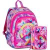 Seven Zaino Scuola 2 Scomparti Seven SJ Advanced Joyfull Pins + Astuccio 3 zip 26/2027