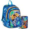 Seven Zaino Scuola 2 Scomparti Seven SJ Advanced Joyfull Pins + Astuccio 3 zip 26/2027