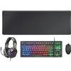 Mars Gaming MARSGAMING MCP-RGB3, Pack Gaming: Tastiera RGB + Mouse 3200 DPI + Cuffie Over-Ear + Tappetino XXL, Nero, Lingua Italiana