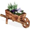 Relaxdays Carriola Porta Fiori, Legno Effetto Bruciato, Decorazione da Giardino