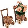 Relaxdays Carriole Portafiori in Legno, Set 2x Carretti Giardino, Porta Vasi dal