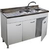 GI.MAR+APELL Mobile Cucina 3 Ante Bianco Cm.120 Completo Di Lavello Inox 2 Vasche a destra