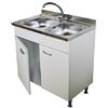 GI.MAR Mobile Sottolavello Bianco 2 Ante con Lavello Inox 90 cm - Piedini Regolabili
