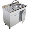 GI.MAR Mobile Sottolavello Bianco 2 Ante con Lavello Inox 90 cm - Piedini Regolabili