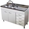 GI.MAR+APELL Mobile Cucina Bianco 120 cm con Lavello Inox 2 Vasche