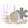 Redchef Set di Pentole in Ceramica 16 Pezzi, Padelle Antiaderente con Manico Rim