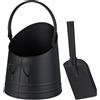 Relaxdays Secchio Raccogli Cenere e Pellet da Ardere, Cestello da 6,5 L con Pale