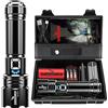 Shadowhawk Torcia LED 20000 Lumen, estremamente luminosa, USB, ricaricabile, con