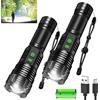 PARAROSE 2 torce ricaricabili, 100000 High Lumen Super Bright LED Tactical Flashlight con
