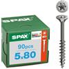 SPAX Viti in acciaio inox per legno, 5 x 80 mm, 90 Stück, filettatura parziale,