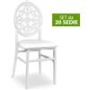 okaffarefatto Set da 20 Sedie Venus in Plastica Bianche con cuscino similpelle bianco