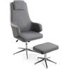 cosedacasa Sedia da ufficio poltrona girevole regolabile per studio con pouf poggia piedi p