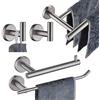 JQK Set di accessori da bagno per barra di asciugamani, set di accessori da bagno da 5 pezzi, montaggio a parete con finitura spazzolata, include barra portasciugamani da 61 cm, barra portasciugamani