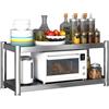 YCBTREE Mensola per forno a microonde, a 2 livelli, in acciaio inox, regolabile, (I0n)