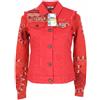 Desigual Chaq Kyle Donna Giacca 34 Paillettes Colorati Rosso Ricamato Maglia