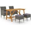 vidaXL Set Mobili da Pranzo per Giardino 5 pz Grigio