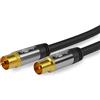 GOOBAY TV Antenna Cable Black (135 dB Type), 4x Shielded Gold-Plated Coaxial Socket Coaxial Plug (3.0 m)