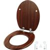 Relaxdays Coperchio WC Ovale, Doppia Chiusura rallentata, MDF, Portata 150 kg, 37,5 x 43,5 cm, Marrone Scuro