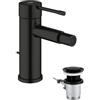 GROHE Essence Miscelatore Bidet con Set Scarico Pop-Up (Leva Metallica, Cartuccia Ceramica 28 mm, Mousseur a Giunto Sferico, Attacchi 3/8 Pollici), Nero Opaco, 329352431