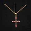 FMF Collana Con Ciondolo FMF In Oro 18K 750, Croce Con Rubini E Zirconie 21x14 MM