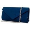 Emila Pochette scamosciata blu elegante cerimonia donna borsetta borsa da sera clutch
